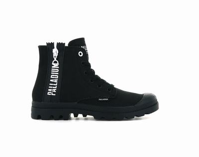 Botas Palladium PAMPA 2 BACK ZIP CANVAS Mujer Negras | Costa Rica-28657